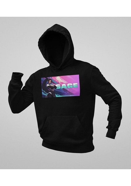 Sage Baskılı Unisex Oversize Vaalorant Hoodie