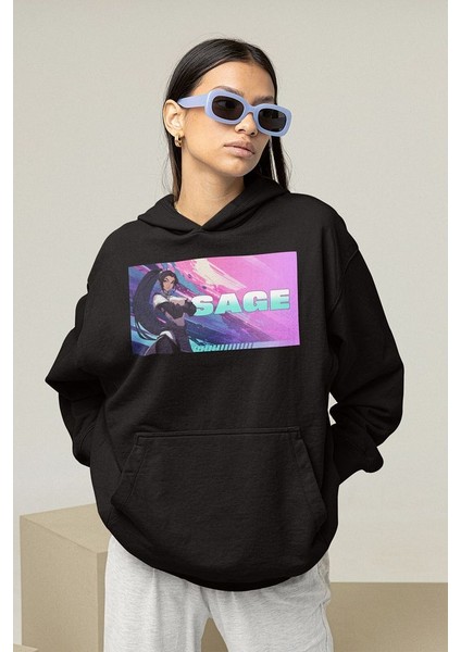 Sage Baskılı Unisex Oversize Vaalorant Hoodie modelleri