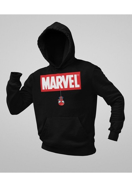 Tasarım Marvel Baskılı Unisex Oversize Hoodie