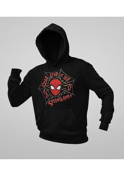 This Looks Like A Job For Spider-Man Yazılı Unisex Hoodie, Oversize Örümcek Adam Sweatshirt