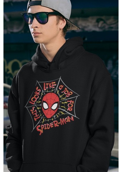 This Looks Like A Job For Spider-Man Yazılı Unisex Hoodie, Oversize Örümcek Adam Sweatshirt
