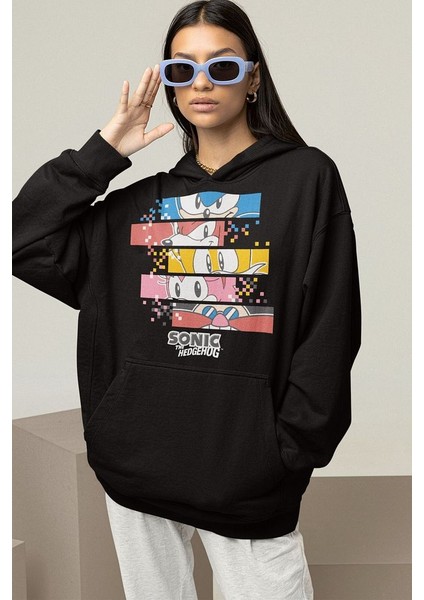 Sonic The Hedgehog Baskılı Unisex Oversize Çizgi Film Hoodie modelleri