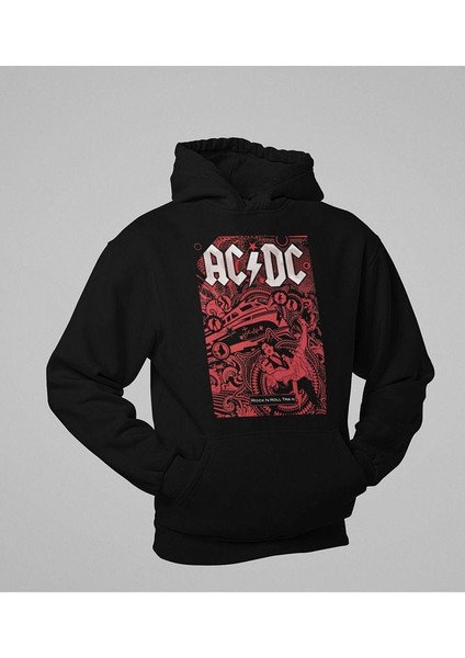 Rock In Roll Ac Dc Baskılı Unisex Oversize Hoodie