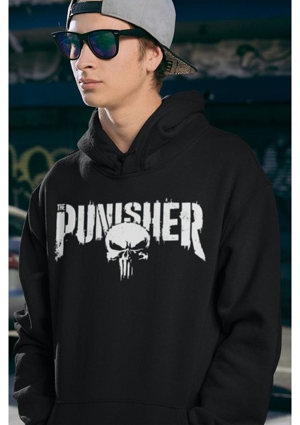 Punisher Baskılı Unisex Oversize Hoodie