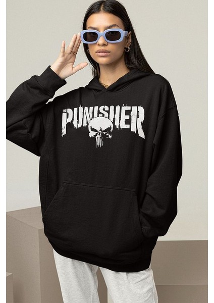 Punisher Baskılı Unisex Oversize Hoodie fiyatları