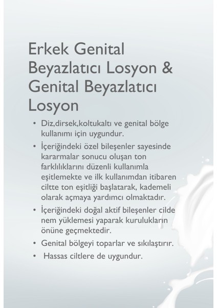 Genital Bölge Beyazlatıcı Losyon & Erkek Genital Bölge Beyazlatıcı Losyon 2'Li Set