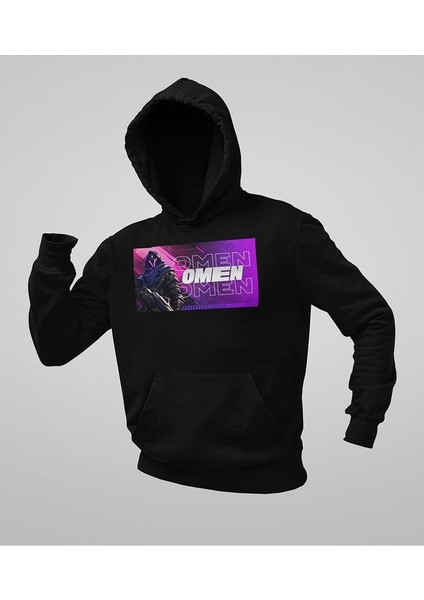 Omen Baskılı Unisex Oversize Vvalorant Hoodie