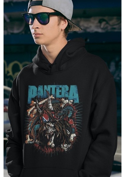 Pantera Baskılı Unisex Oversize Rock Metal Hoodie