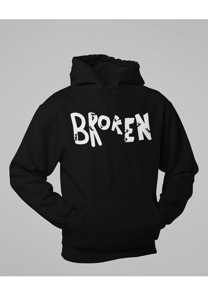 Broken Yazılı Unisex Oversize Hoodie