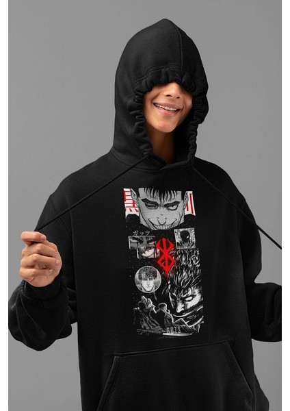 Guts Anime Berserk Baskılı Unisex Oversize Hoodie fiyatları