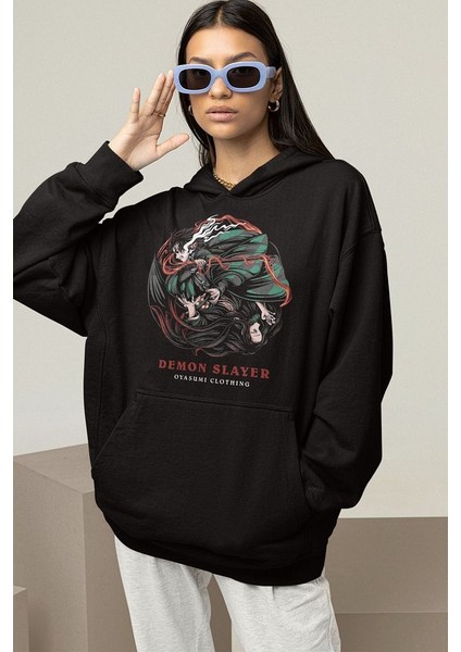 Demon Slayer Baskılı Unisex Oversize Anime Hoodie modelleri