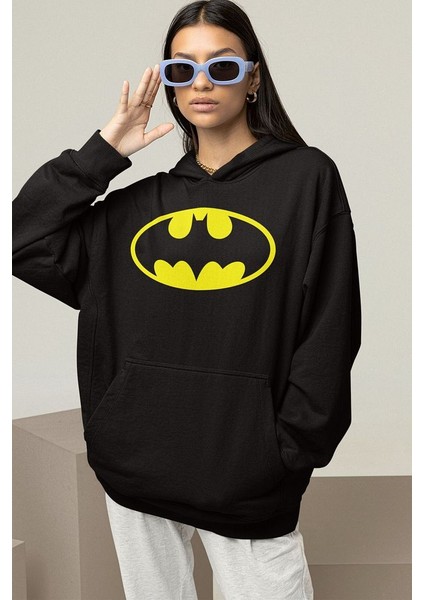 Dc Batman Logo Baskılı Unisex Oversize Hoodie fiyatları