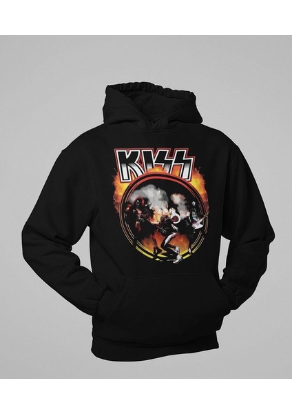 Rock Metal Müzik Grubu Unisex Oversize Kiss Hoodie modelleri