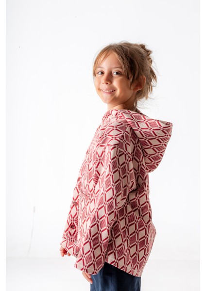 Mini Kids – Ethnic Kapşonlu Kırmızı/beyaz Renk, %100 Pamuk Triko, Düğmeli Çocuk Ceket fiyatları