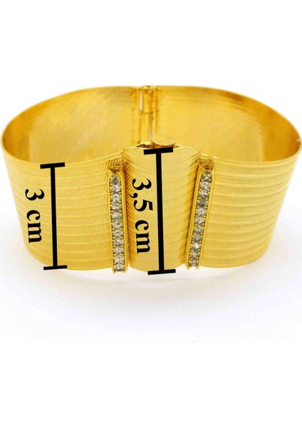 Altın Kaplama Taşlı Trabzon Hasırı Bayan Bilezik Kelepçe-5.1-6.3cm Boy modelleri