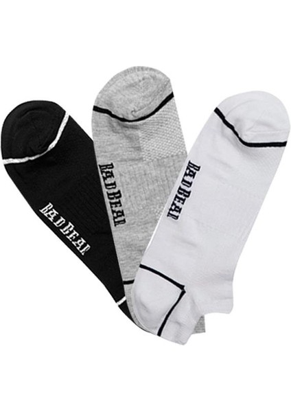 Cross Ankle Beyaz Grimelanj Siyah 3'lü Unisex Kısa Çorap
