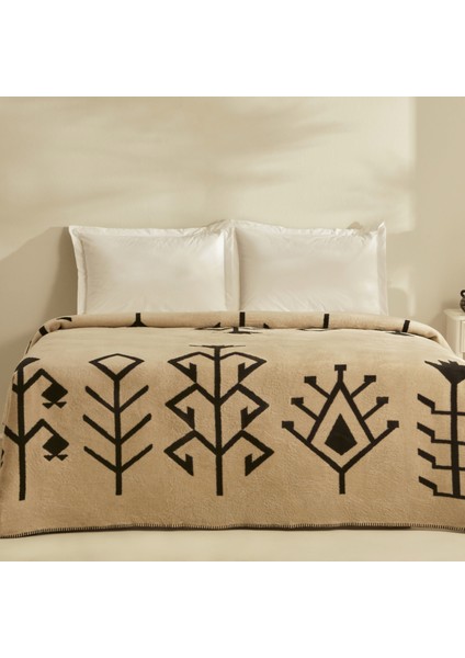 Çift Kişilik Pamuklu Battaniye 200x220 cm Beyaz Yumuşak Dokulu Konforlu Tasarım