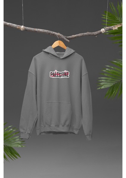 Filistin Tasarımı Sırt Baskılı Yüksek Kalite Kapüşonlu Kanguru Cepli Unisex Oversize Sweatshirt