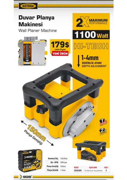5305 Duvar Planya Makinesi 1100 Watt