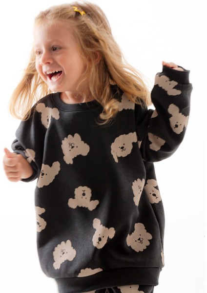 – Funny Dog Siyah, %100 Pamuklu Üç İplik Bisiklet Yaka Çocuk Sweatshirt fiyatları