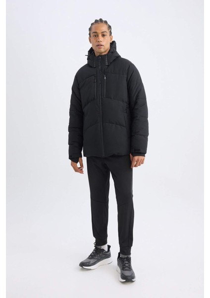 DeFactoFit Şişme Mont Su İtici Slim Fit Dar Kesim Kapüşonlu Fermuarlı Cepli A3519AX24WN
