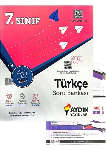 7. Sınıf Üç Adım Türkçe Soru Bankası - Günay Yayınları Denemeli