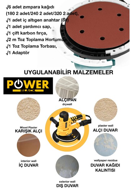 Alçıpan Zımpara Makinası Toz Emmeli