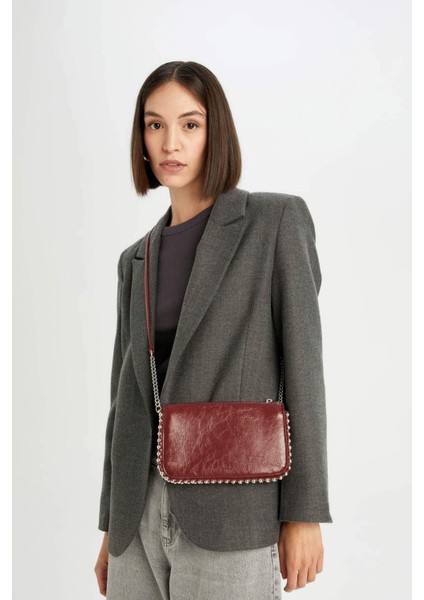 Kadın Zımba Detaylı Suni Deri Çapraz Çanta E0716AXNS