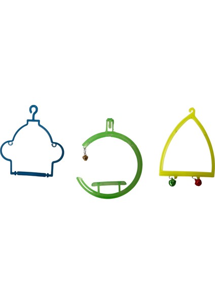 Muhabbet Kuşu Salıncağı 3 Adet Renkli Kuş Salıncağı