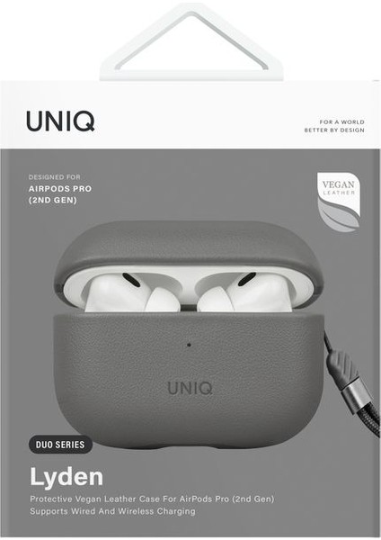 UNIQ Better By Design Airpods Pro 2 Uyumlu 2 Nesil Lyden Ds Serisi Vegan Deri Kaplama Kablosuz Şarj Destekli Kılıf