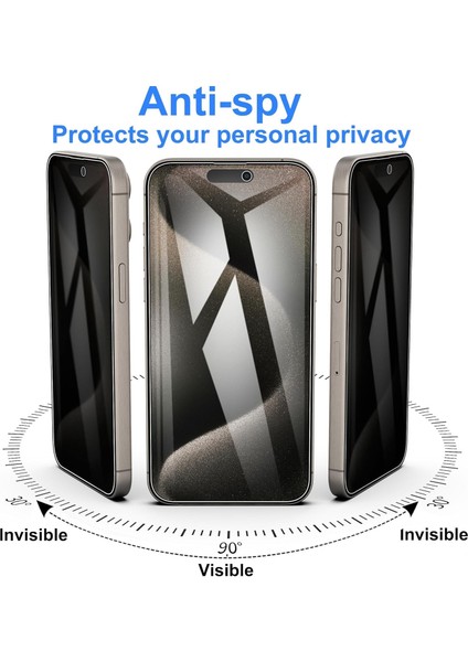 Apple iPhone 16 Pro Max ile Uyumlu Hayalet Gizlilik Filtreli Privacy 9h Cam Ekran Koruyucu