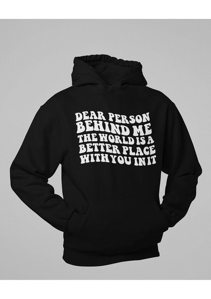 Dear Person Behind Me Yazılı Unisex Oversize Hoodie modelleri