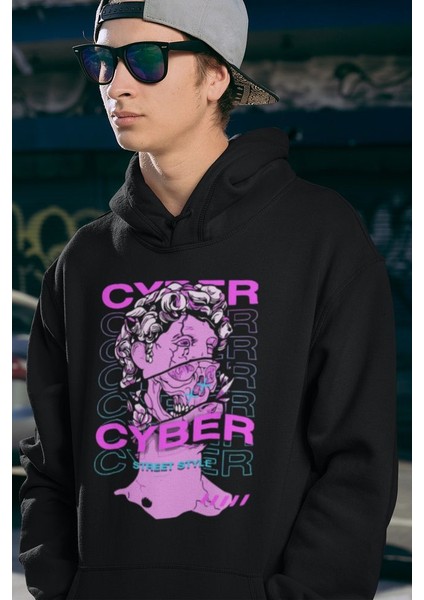 Cyber Street Style Baskılı Unisex Oversize Hoodie fiyatları
