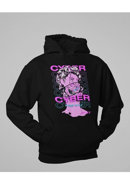 Cyber Street Style Baskılı Unisex Oversize Hoodie modelleri