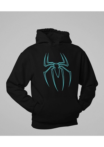 Örümcek Adam Logo Baskılı Unisex Oversize Hoodie
