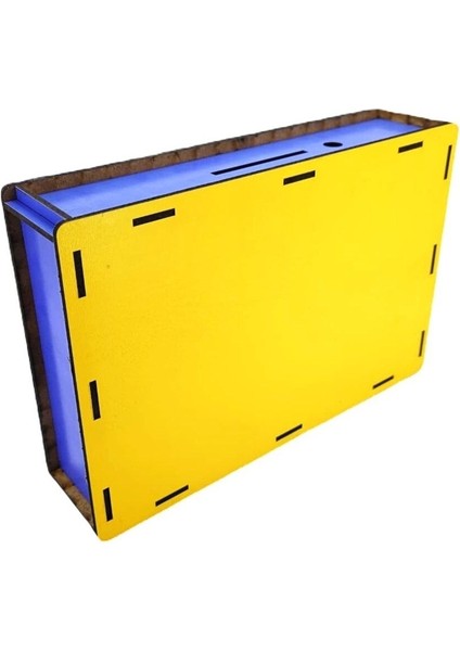 Parabox Sarı Lacivert Hedefli Para Biriktirme Kumbarası 2.000 Hedefli Ahşap Para Kutusu modelleri