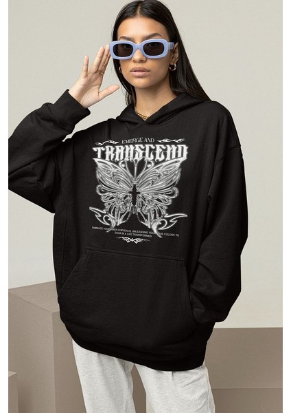 Transcend Tasarım Baskılı Unisex Oversize Hoodie