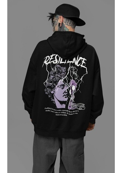 Resilience Baskılı Unisex Oversize Tasarım Hoodie