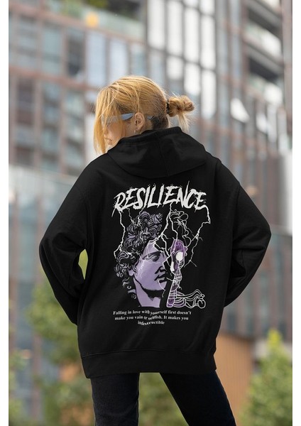 Resilience Baskılı Unisex Oversize Tasarım Hoodie modelleri