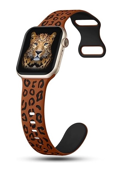 Apple Watch 10 42mm - 38/40/41mm Kordon Leopar Desen Yumuşak Silikon Kordon 2/3/4/5/6/se/7/8/9 fiyatları