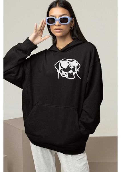 Minimalist Köpek Baskılı Unisex Oversize Dog Hoodie modelleri