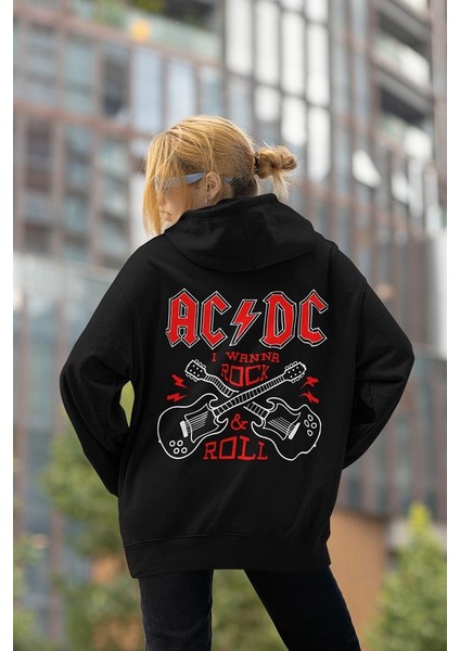 Rock Metal Müzik Grubu Baskılı Unisex Oversize Ac Dc Hoodie modelleri
