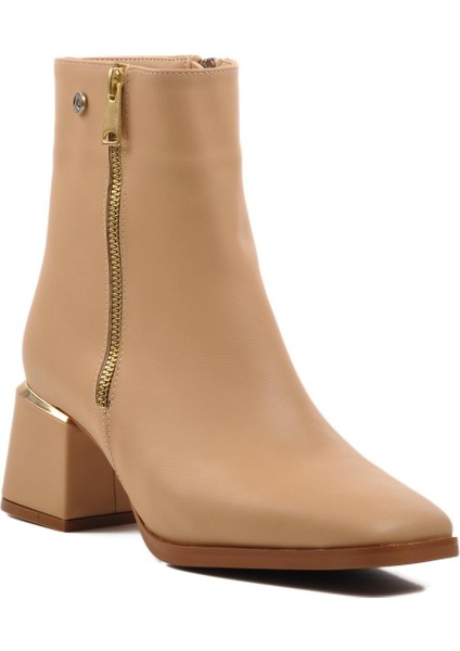 Pc-54000 Bej Içi Kürklü Kadın Topuklu Bot