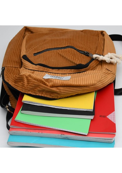 Kadın Kadife Hardal Sırt Çantası modelleri