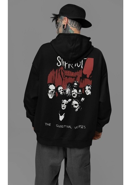Slipknot The Subliminal Verses Yazılı Unisex Oversize Rock Metal Grubu Hoodie