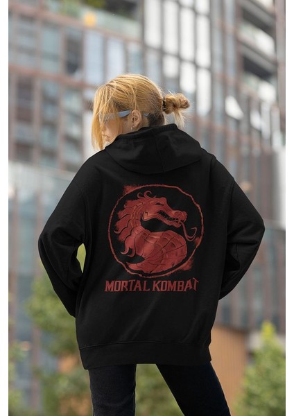 Mortal Kombat Yazılı Unisex Oversize Anime Karakter Hoodie modelleri
