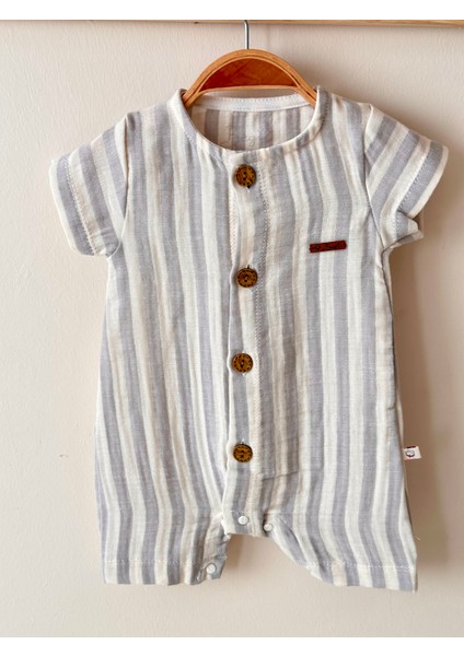 Tyler Erkek Bebek Müslin Çizgili Tulum