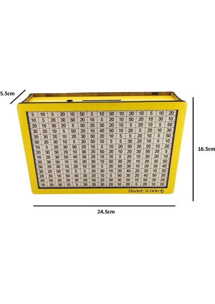 Para Biriktirme Kutusu Parabox Hedef Kumbarası 5.000 Hedefli Sarı Ahşap Kumbara fiyatları
