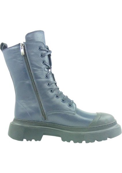 1308242413 Kadın Günlük Bot Postal Burunlu Lacivert Anilin modelleri