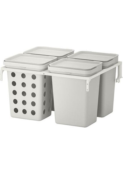 Hallbar Çöp Ayırma Çözümü Beyaz-Açık Gri +Set 40 Litre